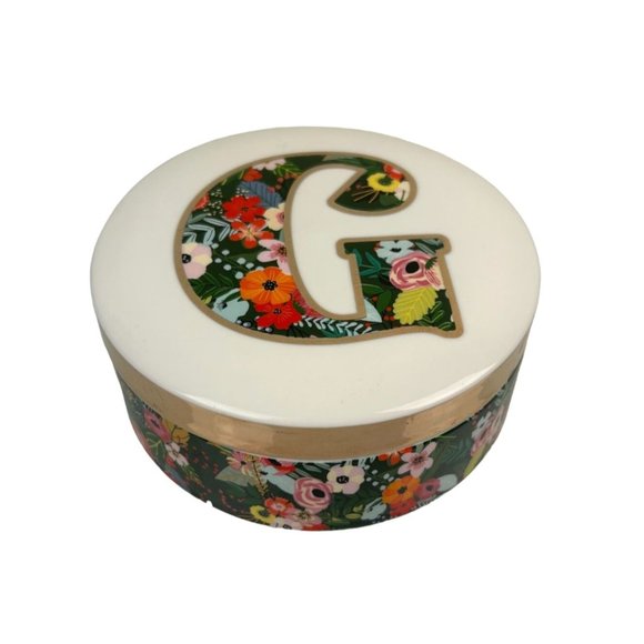 Mia Charro "G" Trinket Ceramic Pocelain Box, Floral Print Initial Pretty Gift - Picture 1 of 13